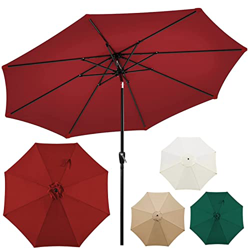 LIGUOYI Sombrilla Parasol para Terraza Exterior Ø 270cm Sombrilla Jardín con Manivela/Inclinable, Impermeable Y Protección Solar Barra De Metal Y 8 Co en oferta