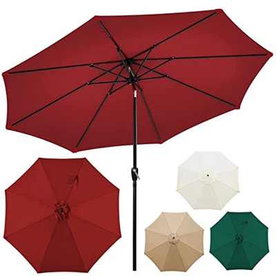 LIGUOYI Sombrilla Parasol para Terraza Exterior Ø 270cm Sombrilla Jardín con Manivela/Inclinable, Impermeable Y Protección Solar Barra De Metal Y 8 Co