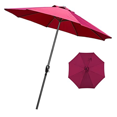 LIGUOYI Sombrilla Parasol para Jardín Ø 270cm/300 Cm × H 240 Cm Sombrilla Terraza Exterior con Manivela, Proteccion UV, Sombrilla Terraza De Mesa De M