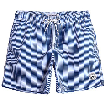 MaaMgic Shorts de Baño para Hombre Shorts de Playa Traje de Bañode Secado Rápido para Vacaciones Diseño a Rayas, Azules Rayas Verticales S