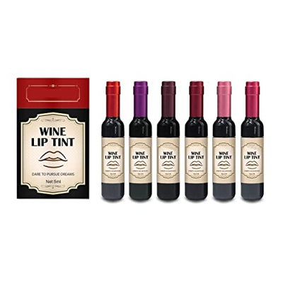 Kolarmo Lápiz labial de vino de 6 colores mate de larga duración impermeable tinte labial líquido de vino - Tinte de labios mate Cubierta de botella d