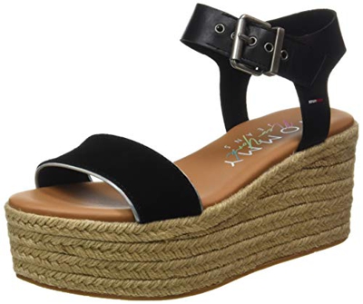 Tommy Jeans Denia 2C1, Sandalias con cua Tipo Alpargatas Mujer, Black, 41 EU