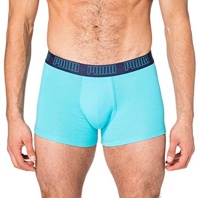 PUMA Basic Pack de 2 Calzoncillos, Azul (Aqua/Blue), M Hombre