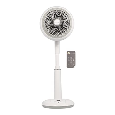 Iris Ohyama 531462 Ventilador de pedestal potente y silencioso con control remoto, Temporizador, Oscilación multidireccional, 49m², 35W, Blanco, Blanc