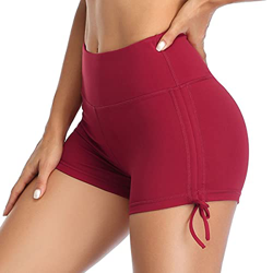 VUTRU Shorts de Baño Mujer Cintura Alta Pantalones Cortos de Playa Bañador para Mujer Pantalones Cortos para Correr Deportivo Fitness Yoga Rojo S características