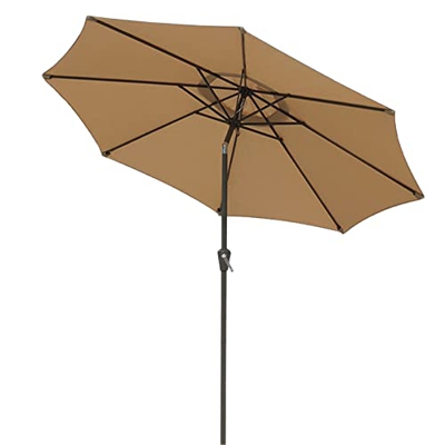 LIGUOYI Parasol para Jardín - Ø 2.7m Sombrilla Terraza Exterior con Manivela Y Función De Inclinación, Proteccion UV Sombrilla Parasol, Sin Base, Desm