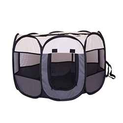 NX Casetas de perro al aire libre portátil Corral de perros para perros plegable interior cachorro gatos mascota jaula octogonal valla 73x73x43cm gris precio