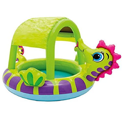 Niktule Piscina hinchable para niños con sombra, patio trasero, piscina hinchable para niños, 188 x 147 x 104 cm, 114 l de agua, patio trasero de jard