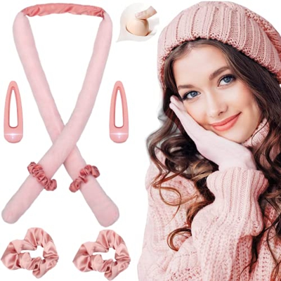 Rizador Pelo Sin Calor,Rulos Flexibles Para Rizar Pelo,Rizos Sin Calor Con Clips De Pelo,Terciopelo Ondas Sin Calor,Curling Ribbon Hair Para Cabello L