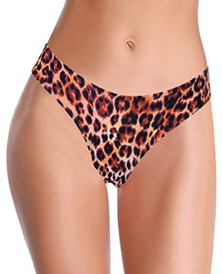 SHEKINI Braguitas De Bikini De Tiro Medio para Mujer En Forma De U Braguitas De Bikini BrasileñAs Braguitas De Bikini De Vientre De Leopardo (Leopardo