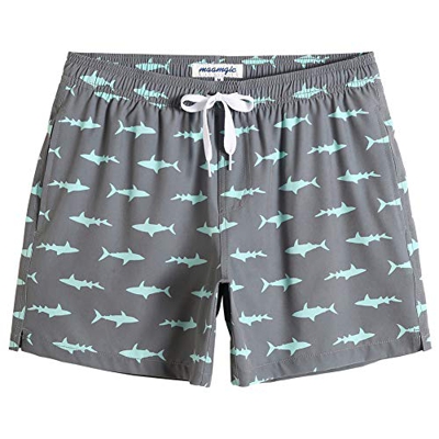 MaaMgic Bañador 5.5" Hombre de Natación Secado Rápido Interior de Malla 4-Way Stretch,Gris Tiburón Verde,M