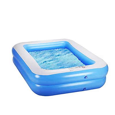 Piscina familiar rectangular para niños, piscina familiar hinchable para niños, adecuada para adultos, piscina simple en el patio trasero, color azul,