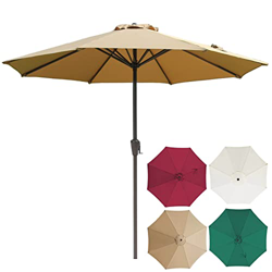 LIGUOYI Sombrilla Jardin Exterior - Toldo para Sombrilla Al Aire Libre con Proteccion UV, Ø 2.7M/3M Outdoor Parasol with Crank, Sombrilla Terraza Exte en oferta