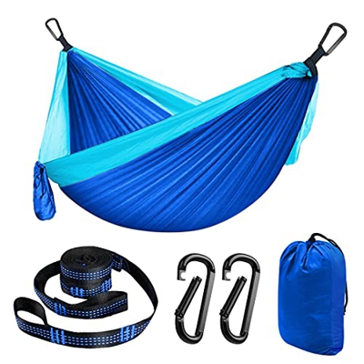 Hamaca de camping de Lama, para exteriores, 270 x 140 cm, capacidad de carga de 200 kg, hamaca de nailon, ultraligera, hamaca de viaje con juego de co