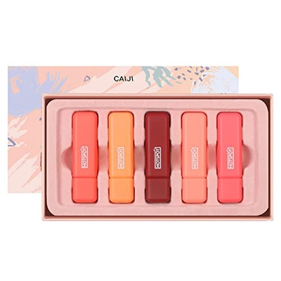 Williamly Juego de lápiz Labial Mate de 5 Colores, lápiz Labial de Maquillaje hidratante de Larga duración a Prueba de Agua, Juego de Regalo de Maquil