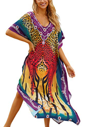 YouKD Vestido Bohemio Maxi de Verano Kaftan para Mujer Bikini de Playa Kimono Largo Talla única características