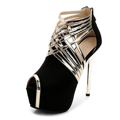 OCHENTA Zapatillas de Moda Atractiva Sandalias Cabeza de Pescado Mujer Negro 37