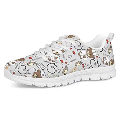 POLERO Nurse - Zapatillas de Mujer para Enfermera, Ligeras, para Correr, Caminar, Malla, Planas, para Tenis, para Mujer, Deportes, Apartamentos, 40 EU