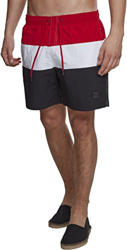 Urban Classics Color Block Swimshorts Camiseta de natación, Multicolor (Blk/Firered/Wht 01322), XXL para Hombre en oferta