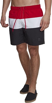 Urban Classics Color Block Swimshorts Camiseta de natación, Multicolor (Blk/Firered/Wht 01322), XXL para Hombre
