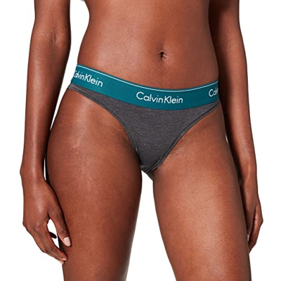 Calvin Klein Bikini Estilo Ropa Interior, Charcoal Heather_Topaz Gemstone WB, XL para Mujer
