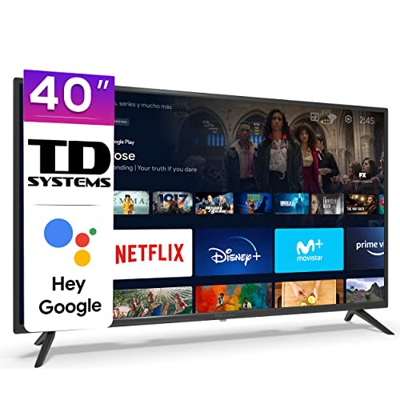 TD Systems K40DLX15GLE Hey Google Model 2022 - Televisores Smart TV 39,5 Pulgadas con Google Chromecast Built-in, Control por Voz y HBBTV, 3X HDMI, 2X