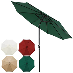 LIGUOYI Sombrilla Terraza Exterior Ø 2.7m Sombrilla Parasol para Jardín con Mecanismo De Inclinación Y Manivela Proteccion UV Sin Base, Sombrilla Para en oferta