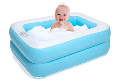 COOTA Piscina Hinchable Rectangular, Rectangular Piscina Infantil Inflable, Piscina Familiar en El Patio Trasero, Fiesta AcuáTica De Verano, 128x85x45