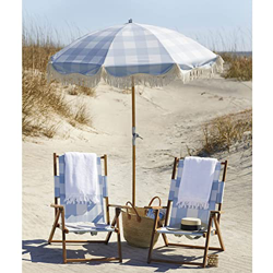 JRZTC Sombrilla de Playa de Madera, sombrilla de jardín inclinable con Flecos de 200 cm, sombrilla Plegable para Patio, sombrilla de Exterior a Cuadro precio