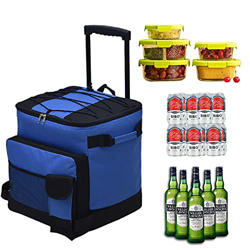 Bolsa nevera grande de 43 litros, plegable, para el almuerzo, bolsa térmica con barras de acoplamiento y ruedas, para camping, picnic, al aire libre,  características