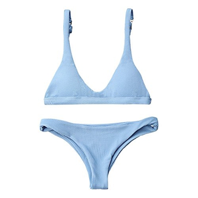 ZAFUL Mujer Bikini Conjuntos Trajes de baño (M, Azul Claro)