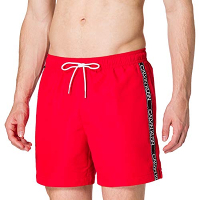 Calvin Klein Medium Drawstring Bañador para Hombre, Fierce Red, S