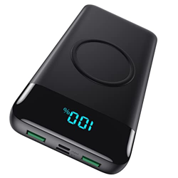 AXNEB【Alta Capacidad Real 26800mAh】 Batería Externa Inalámbrico Power Bank Carga Rápida QC 4.0 Cargador Portátil inalambrico Pantalla LCD con 4 Salida en oferta