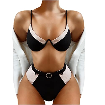 Nuevo 2021 Conjunto de Bikinis Mujer Bikini Sexy Trajes de Baño Mujer dos piezas Ropa de Playa Patchwork Cómodo Cintura alta Color sólido Push up Biki