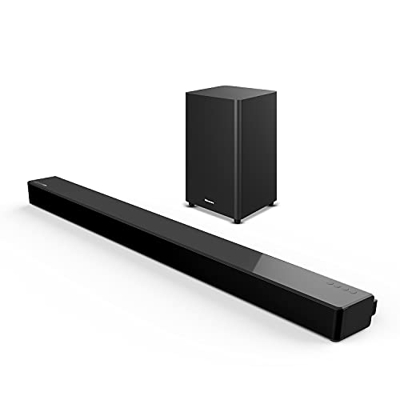Hisense HS312 Barra de Sonido 3.1ch con subwoofer inalámbrico, 300W, Dolby Atmos, 4K Pass-Trough, Experiencia cinemática, One Remote Control, Bluetoot