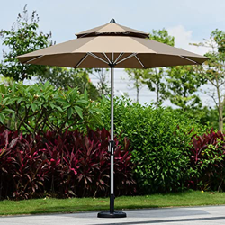 JRZTC Parasol Sombrilla de Patio Sombrilla de Aluminio para Exteriores Sombrilla de jardín Sombrilla de Mesa de Mercado con manivela 9 pies/270 cm, 8  características