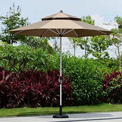 JRZTC Parasol Sombrilla de Patio Sombrilla de Aluminio para Exteriores Sombrilla de jardín Sombrilla de Mesa de Mercado con manivela 9 pies/270 cm, 8 
