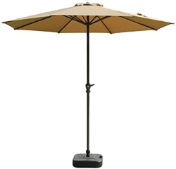 JRZTC Parasoles de jardín al Aire Libre Sombrillas de 9 pies Sombrilla de Mesa de Patio al Aire Libre Caqui - Sombrilla de jardín con manivela y 8 Var características