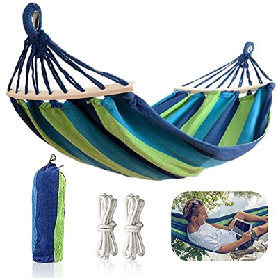 FOGARI Hamaca para exteriores, 280 x 80 cm, hamaca de jardín con barra flotante antienrollable, cómoda hamaca portátil para camping, senderismo, sopor