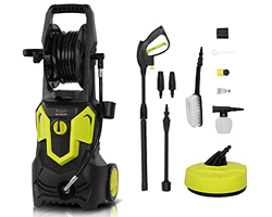 Lavadora a presión eléctrica, 1650 W máx. 135 bar, 420 L/H, limpiador de chorro portátil de alta potencia, con limpiador de patio y botella detergente características