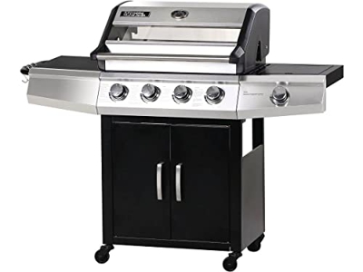 Habitat & Jardin Barbacoa de Gas con Tapa de Cristal Bingo 5 + Tapa Protectora - Negro