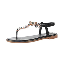 2021 Sandalias Mujer Verano Planas Moda Sandalias de Vestir Playa Chanclas Flip flop Zapatos Diamante Sandalias de Punta Abierta Roma casual Sandalias en oferta