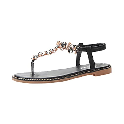 2021 Sandalias Mujer Verano Planas Moda Sandalias de Vestir Playa Chanclas Flip flop Zapatos Diamante Sandalias de Punta Abierta Roma casual Sandalias