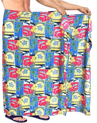 LA LEELA envuelva la Playa del Traje de baño para Hombre Coverups Aloha Sarong Traje de baño Vestido de la natación Pareo Blood Rojo_F337