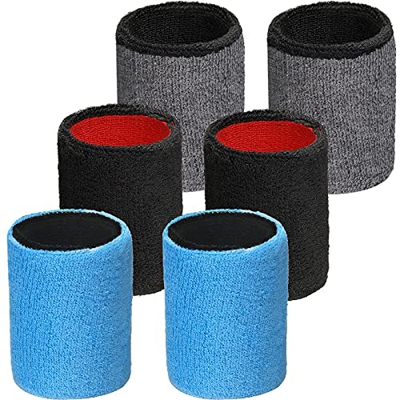 6 Piezas Muñequeras Pulseras Deportivas Pulseras Absorbentes de Sudor Bandas Atléticas Elásticas de Muñeca de Color de Doble Cara para Hombre y Mujer 