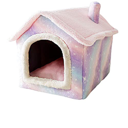 Casa antideslizante para gatos, extraíble y lavable, para perros pequeños calientes (cielo estrellado rosa, S) características