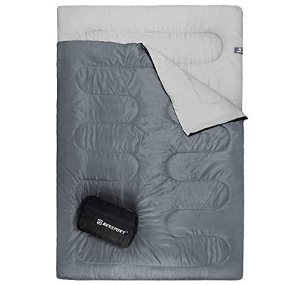 Bessport Saco de Dormir Doble para Acampar, 2 Personas Adultos Saco con Bolsa de Transporte de Dormir Ligero para mochileros, Senderismo, Carpa, campi