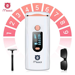 Moocii Dispositivo de depilación IPL con gafas protectoras y maquinilla de afeitar 1000000 destellos, 2 modos de flash y 5 intensidad de luz para axil características