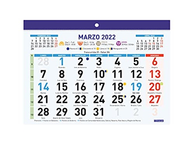 Finocam - Calendario Faldilla 2022 F92 - 210x150 mm Números Grandes Español