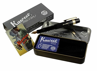 Pluma Estilográfica KAWECO SPORT NEGRA Edición Nostalgia Cartuchos KA WOOD 7014